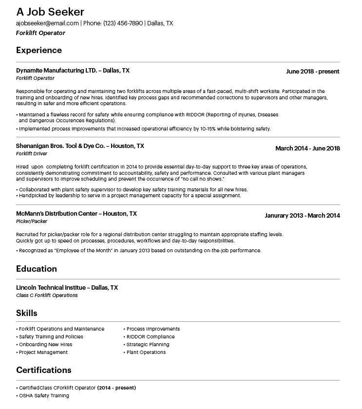 Resume Tips And Examples For Manufacturing Workers